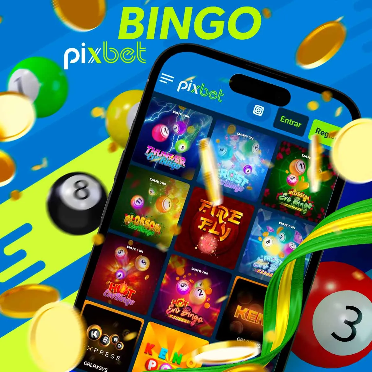 Bingo de cassino no aplicativo Pixbet Brasil