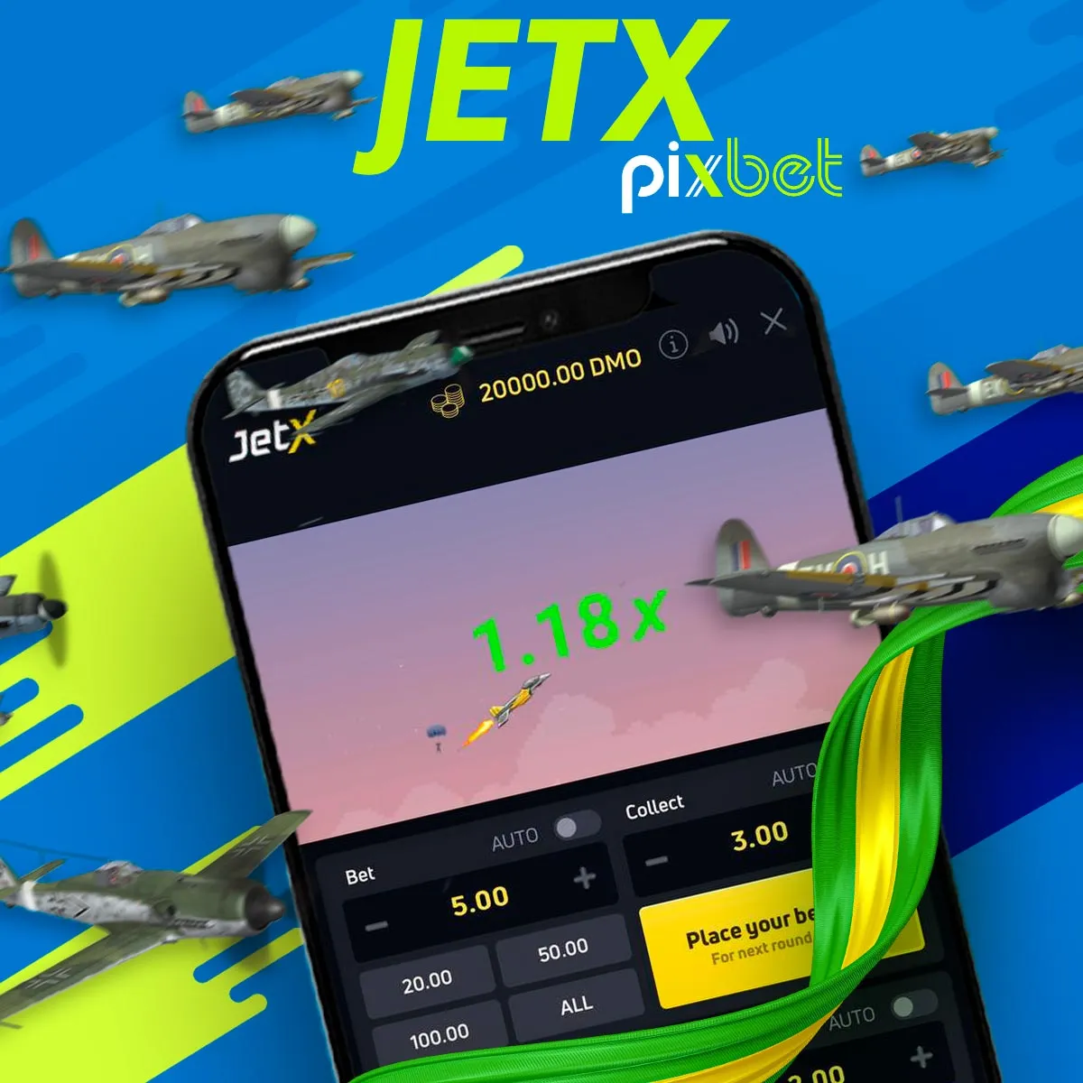 O popular jogo JetX no cassino do aplicativo móvel Pixbet Brasil