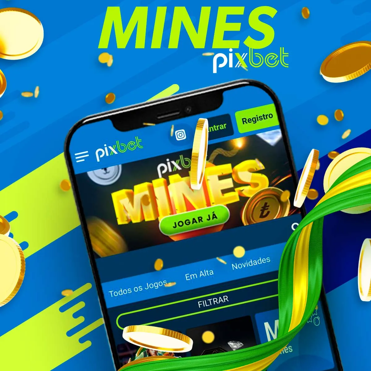 O popular jogo Mines no cassino do aplicativo móvel Pixbet Brasil