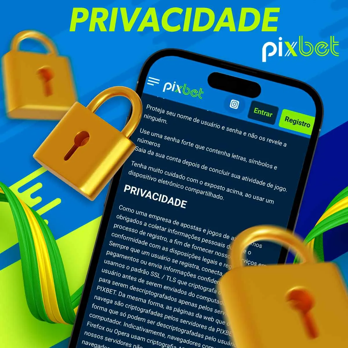 Mantenha a sua Privacidade Protegida. App Android e iOS Pixbet Brasil