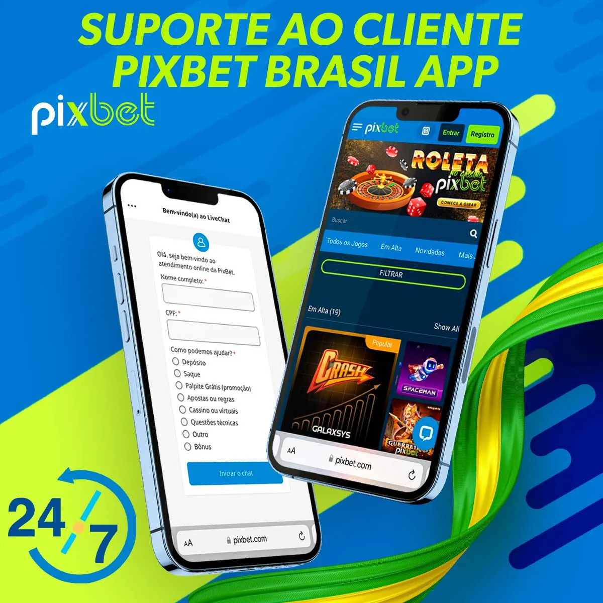 Suporte ao cliente no aplicativo móvel Pixbet Brasil