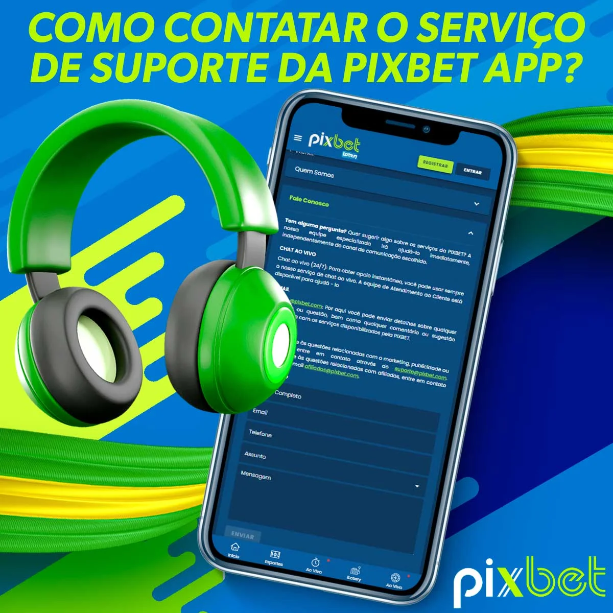 Informações sobre como contactar a equipa de apoio da aplicação app Pixbet?