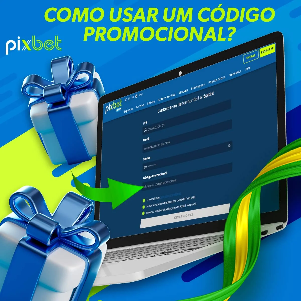 Informações sobre como utilizar um código promocional Pixbet