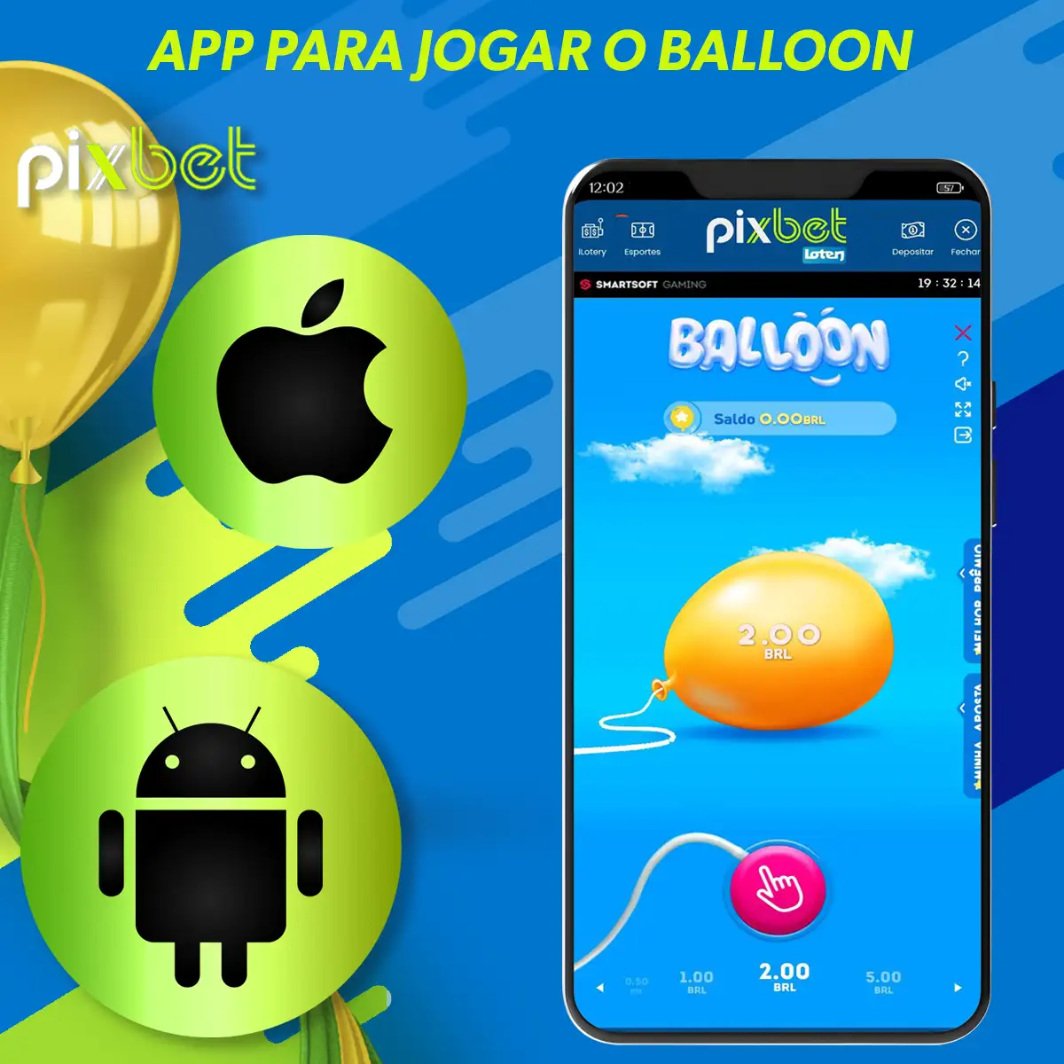 Aplicação do jogo Pixbet balloon