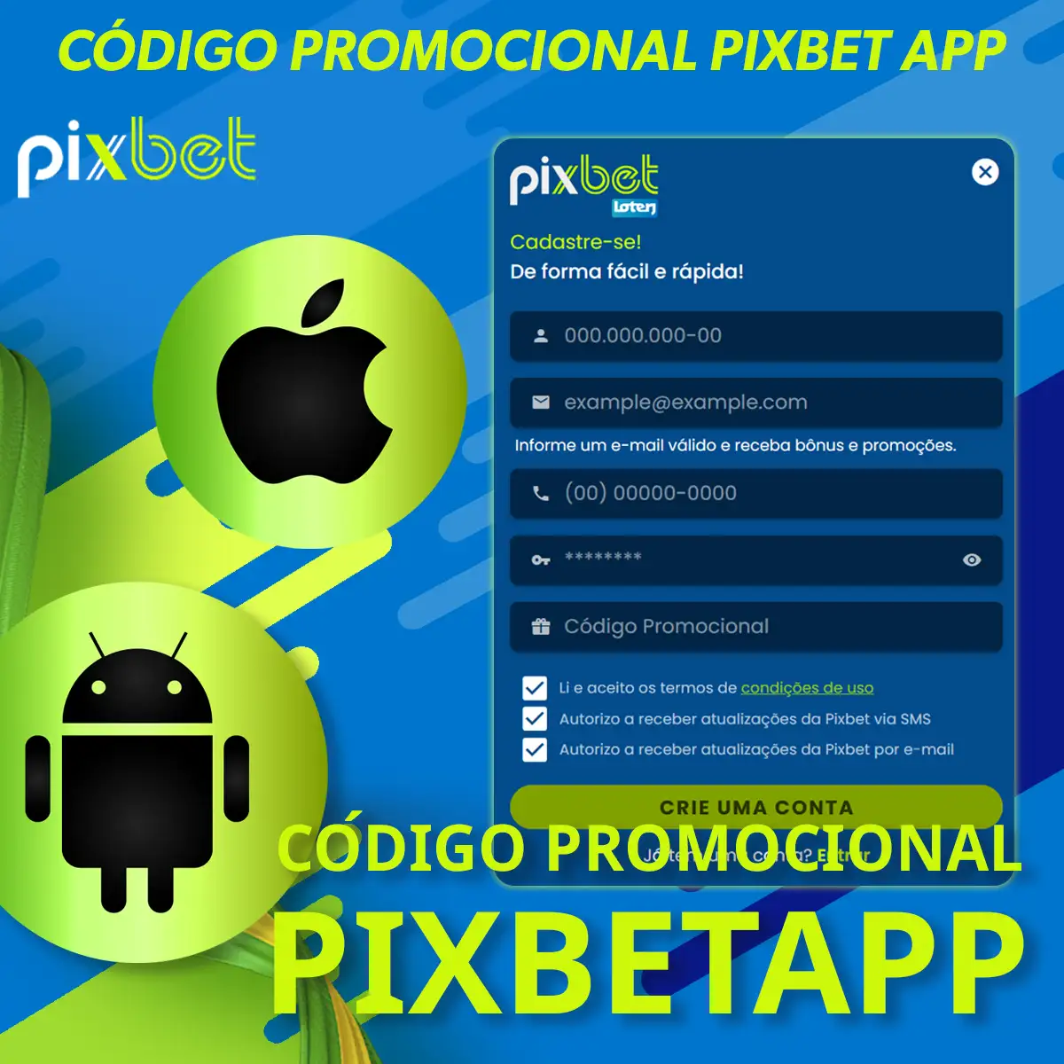 Código promocional da aplicação Pixbet